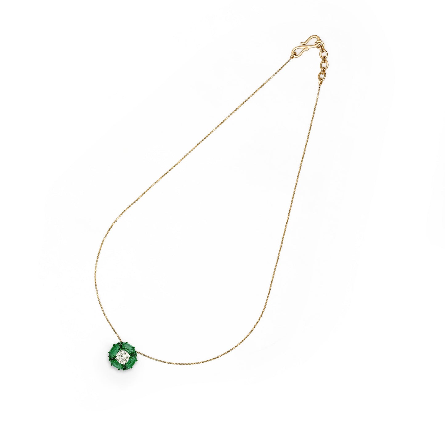 Emerald Diamond Solitaire Pendant