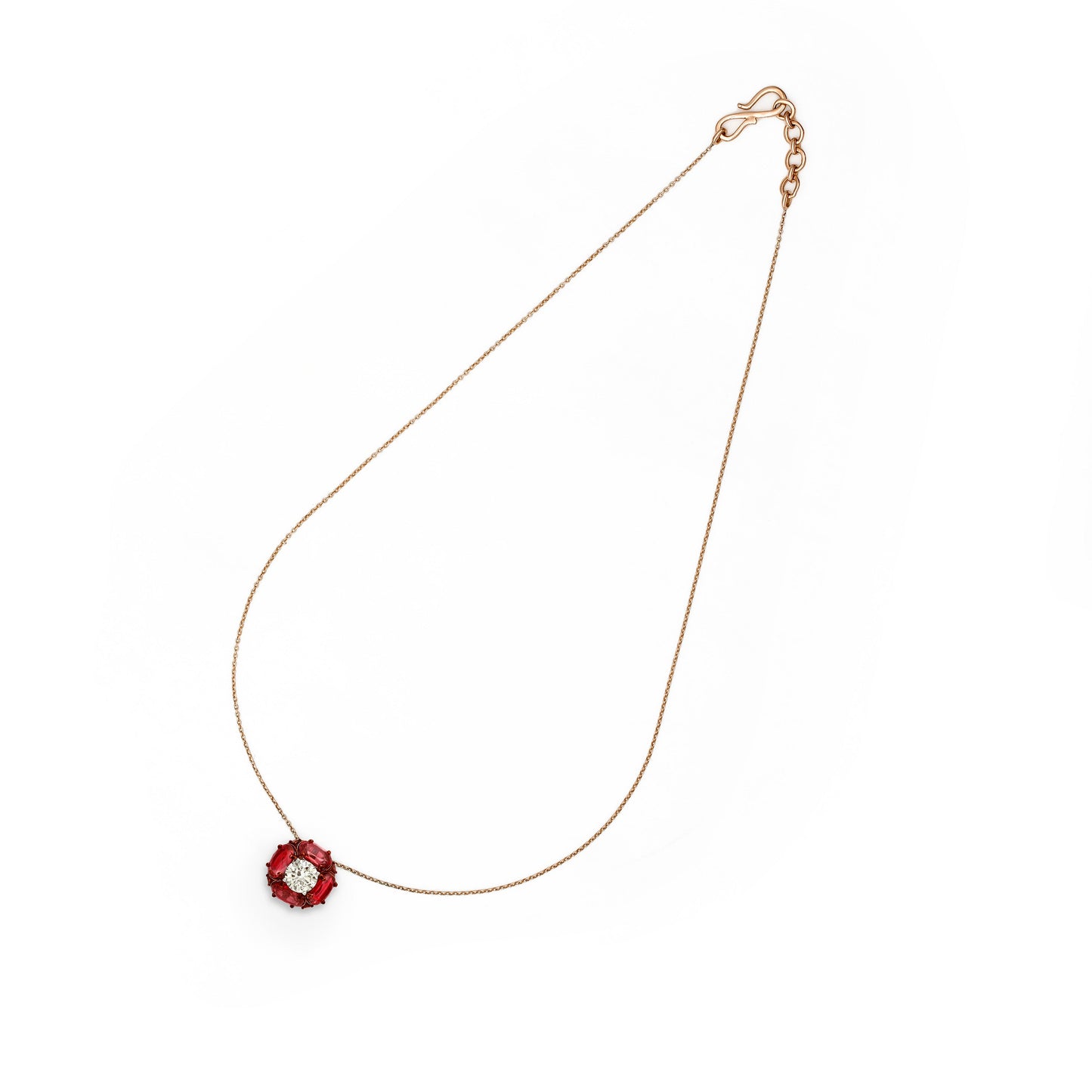 Ruby Diamond Solitaire Pendant