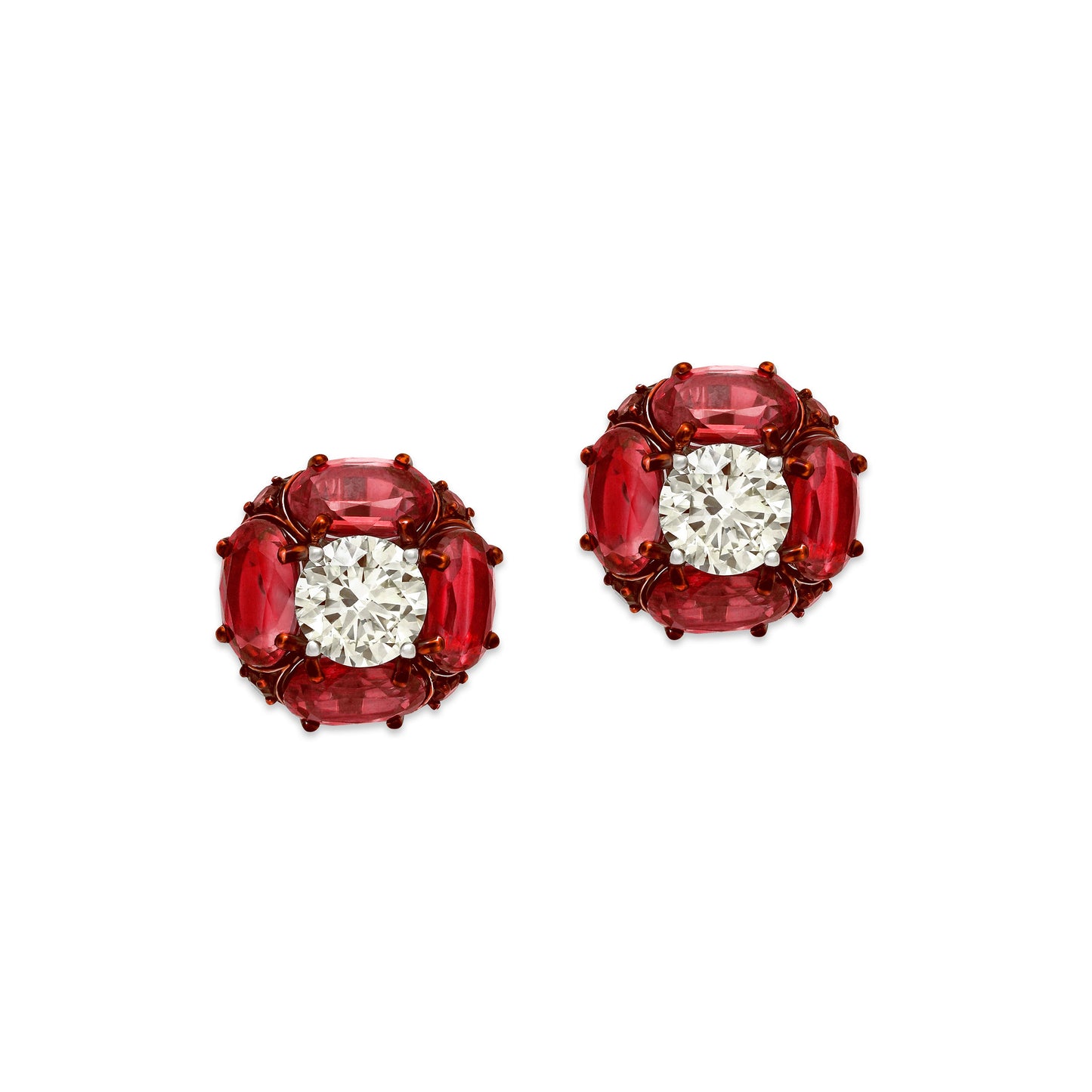 Ruby Diamond Solitaire Stud Earrings