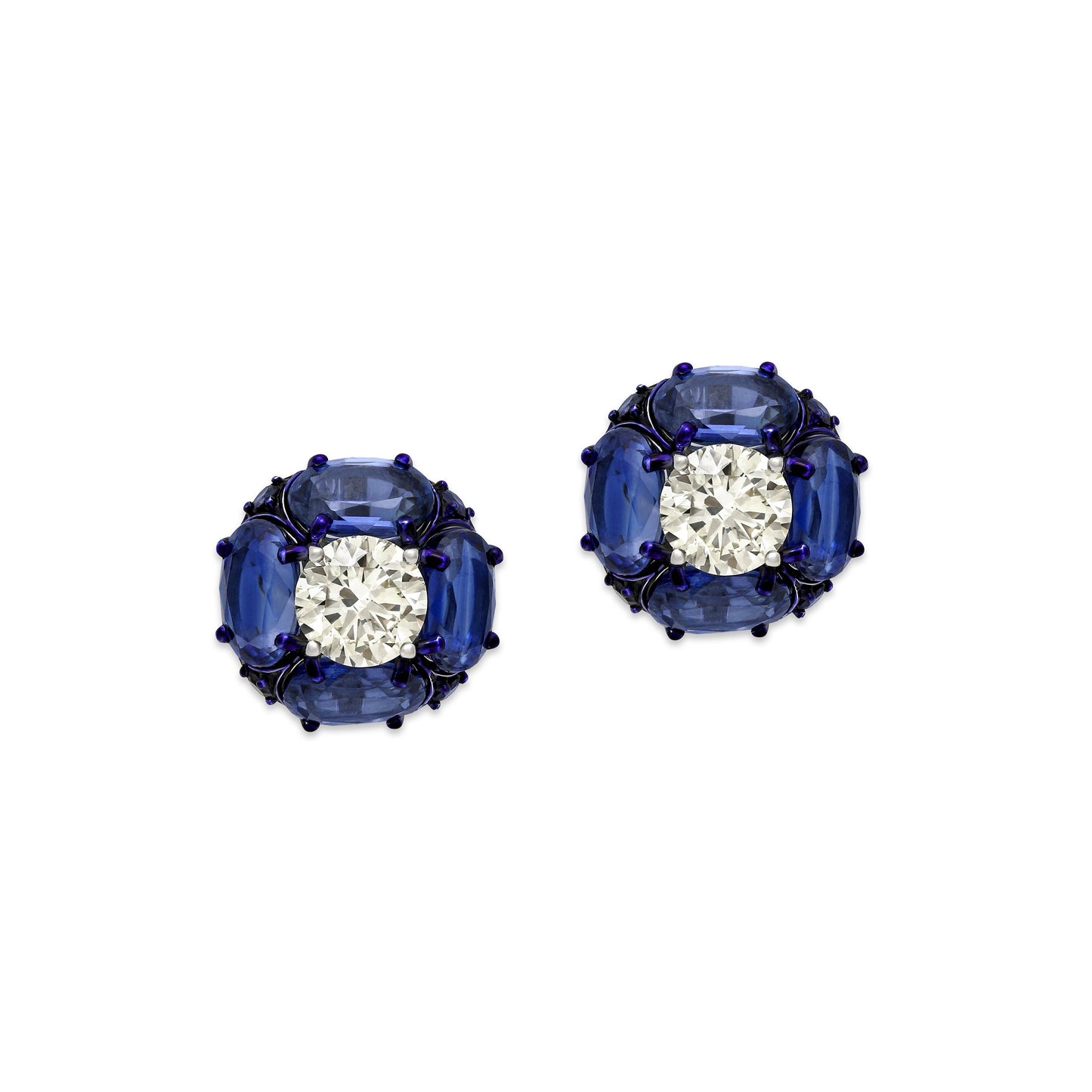 Kyanite Diamond Solitaire Stud Earrings