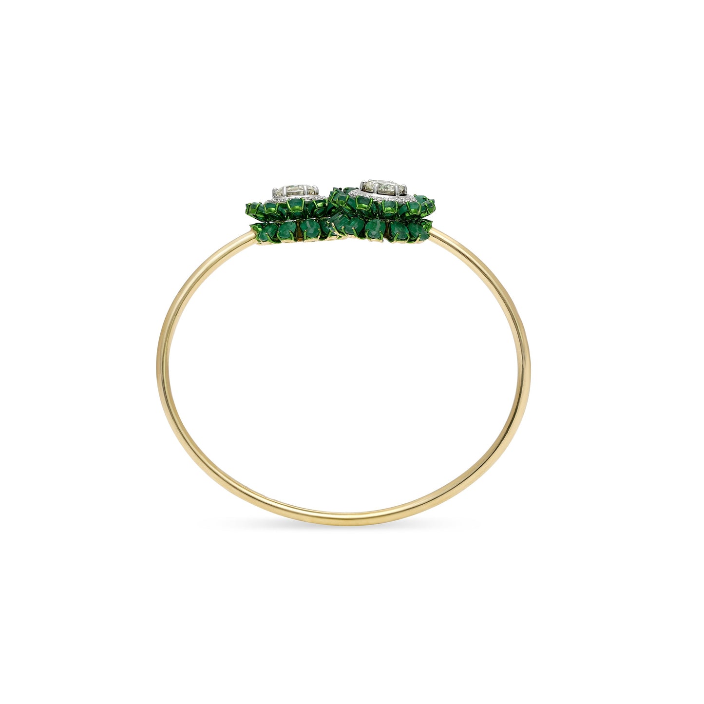 Emerald Diamond Solitaire Snowflake Wrap Bracelet