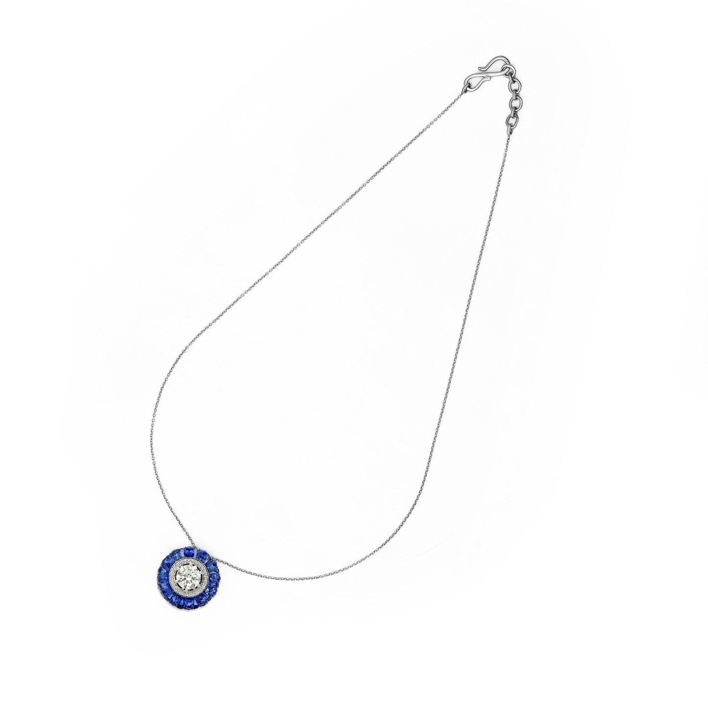 Kyanite Diamond Solitaire Snowflake Pendant