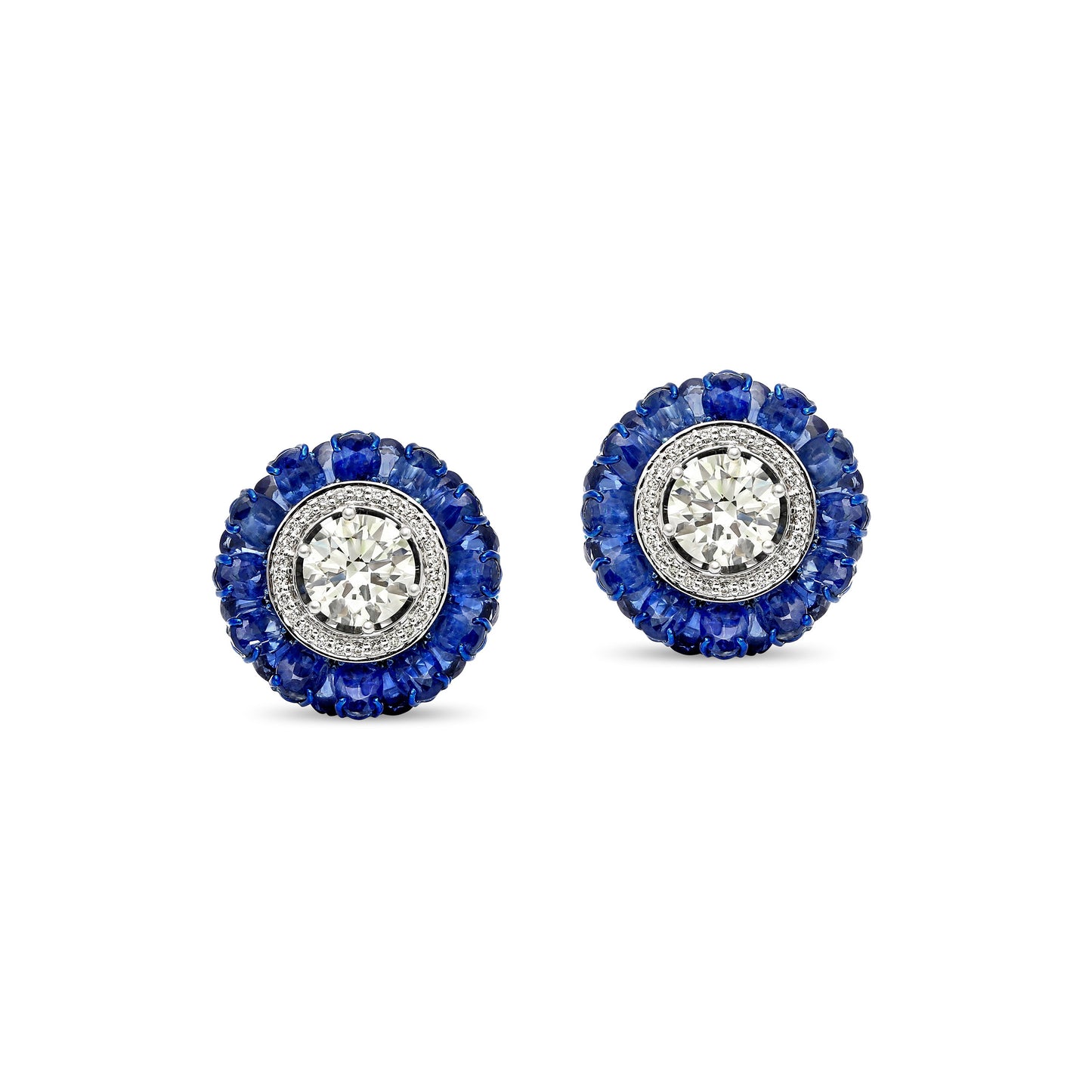 Kyanite Diamond Solitaire Snowflake Stud Earrings