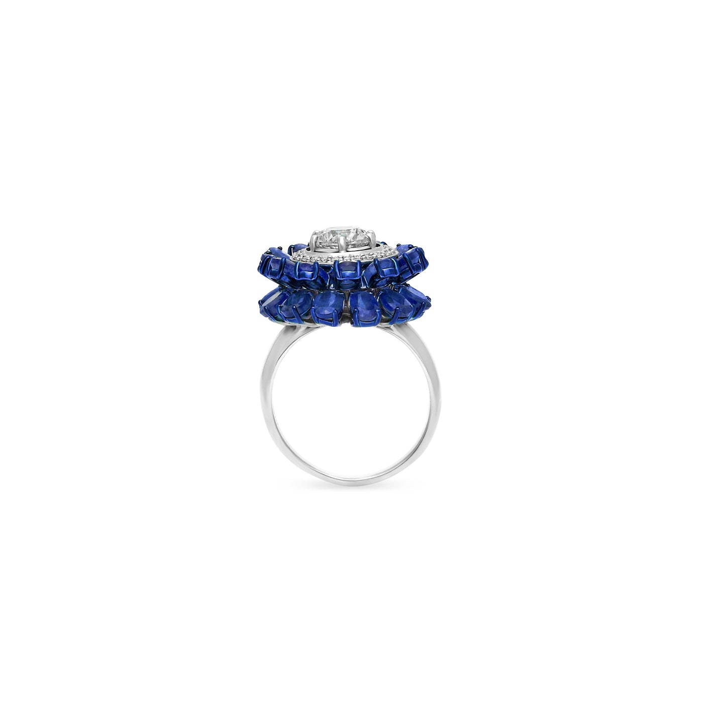 Kyanite Diamond Solitaire Snowflake Ring