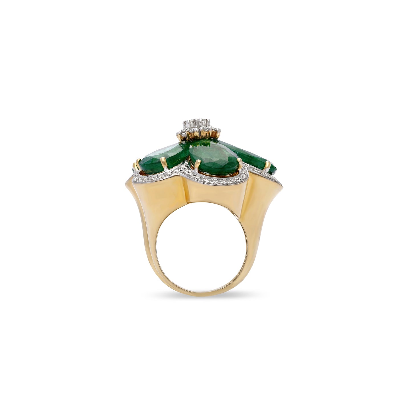 Emerald Floral Diamond Cocktail Ring