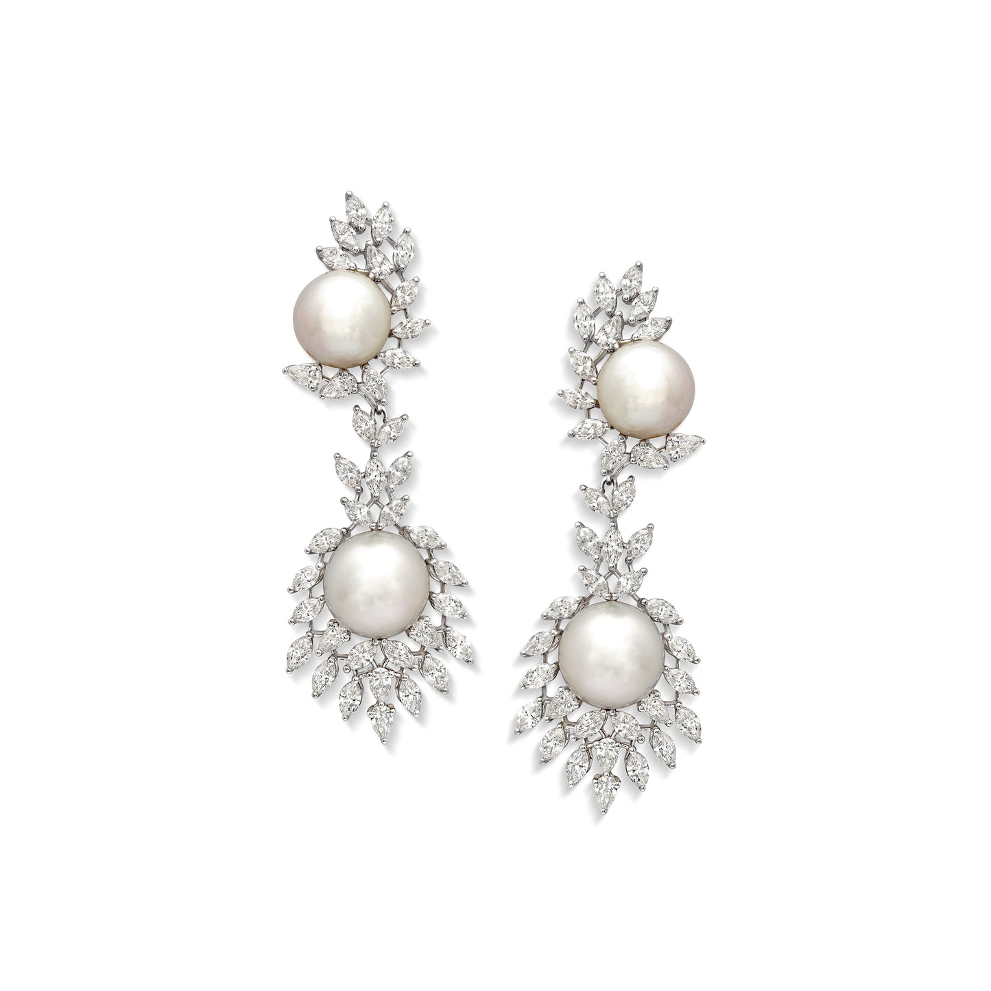 Pearl and Diamond Wreath Earrings