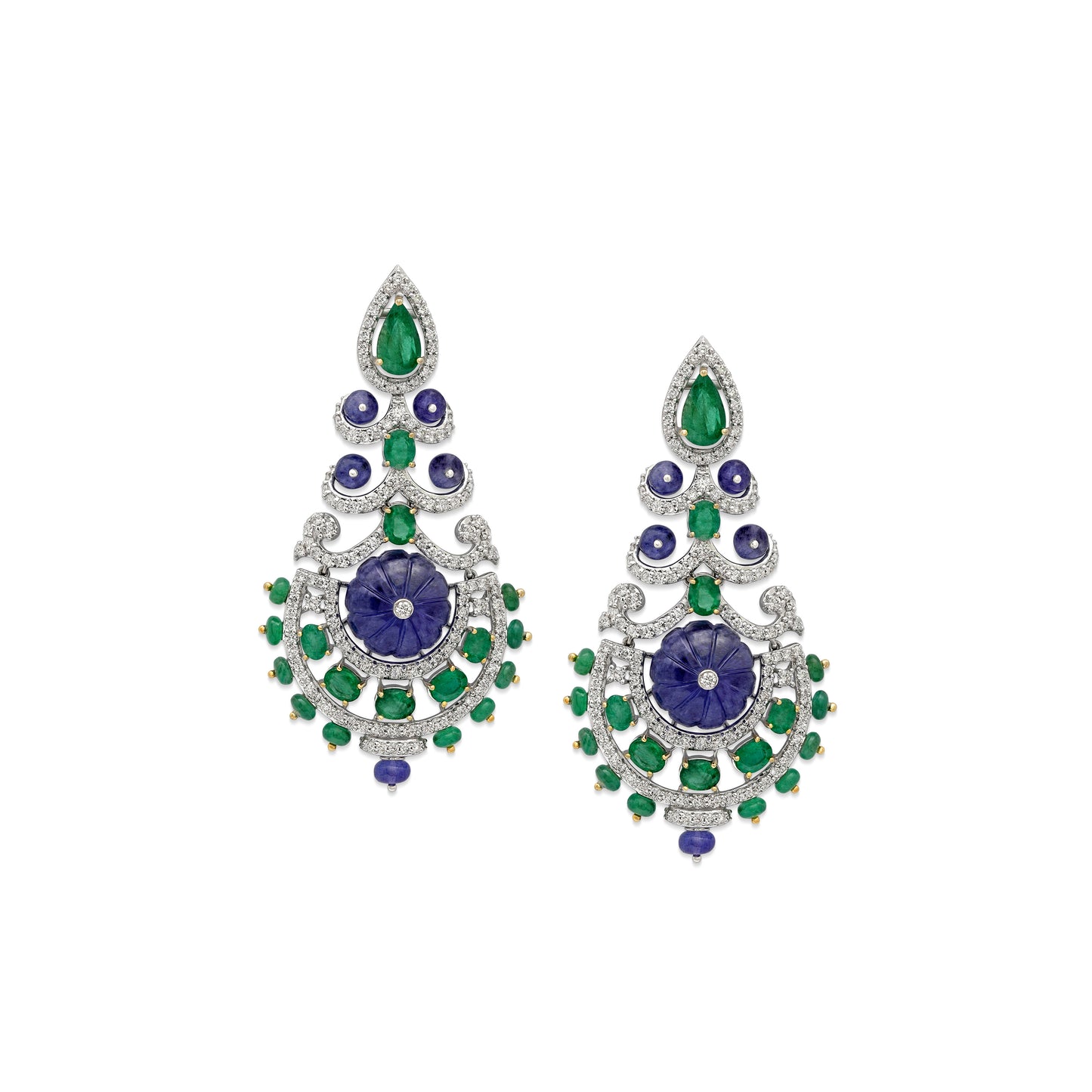 Tanzanite Emerald Bouquet Earrings