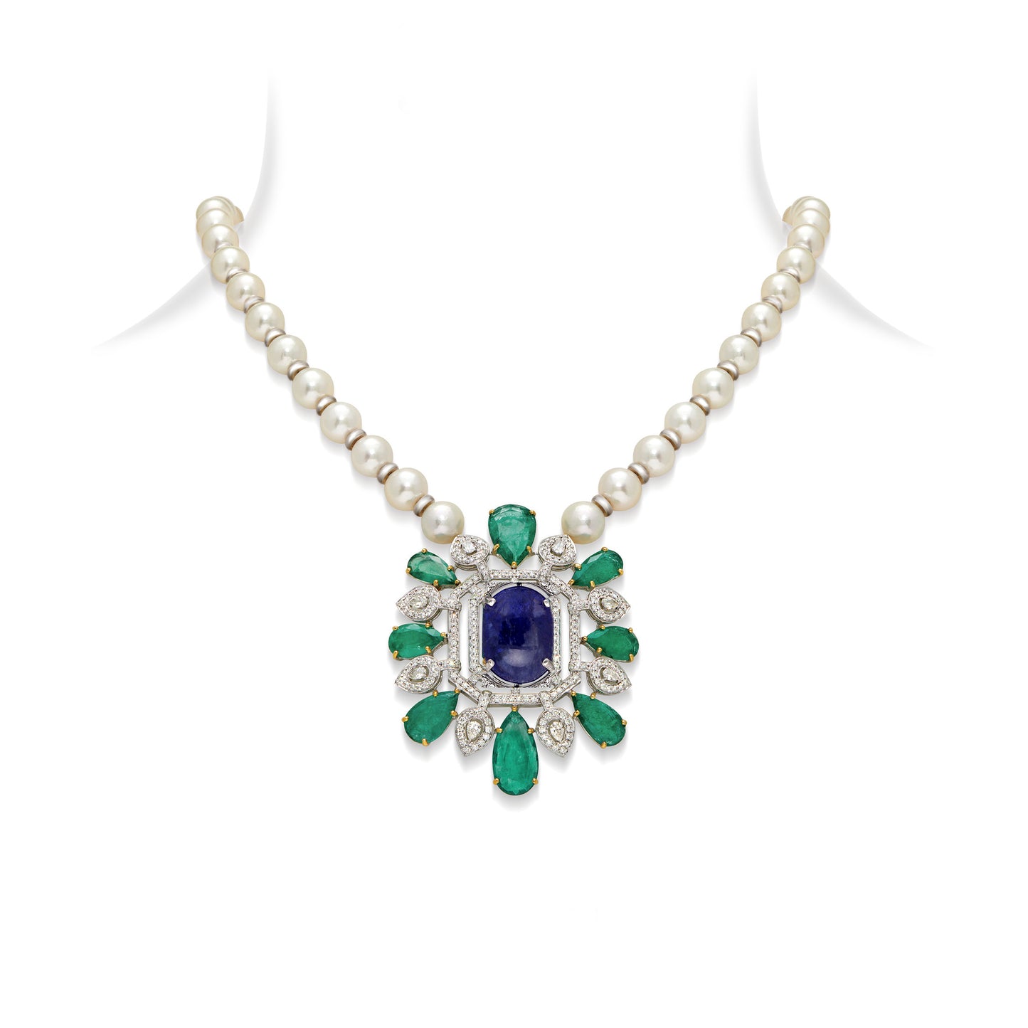 Pearl Emerald Tanzanite Pendant