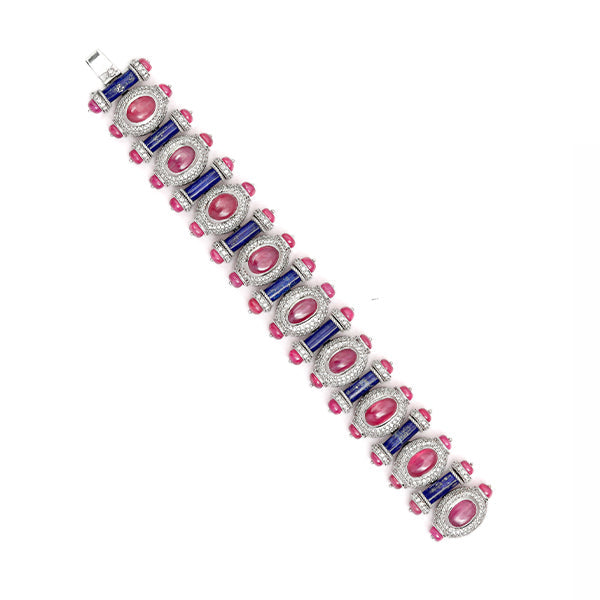 Ruby Lapis Bead Bracelet
