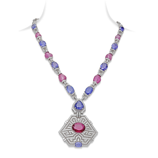 Ruby Tanzanite Art Deco Sautoir