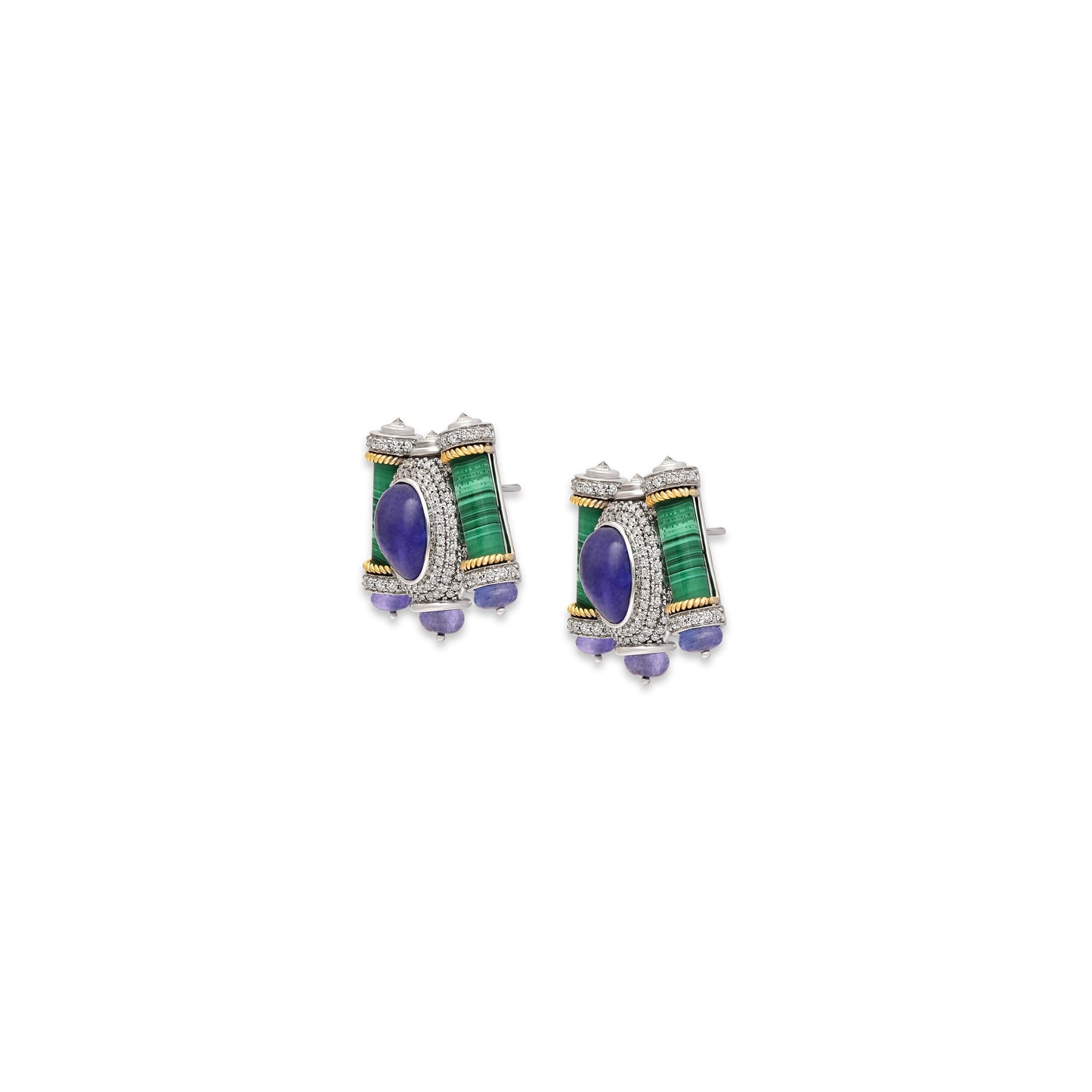 Tanzanite Lapis Bead Stud Earrings