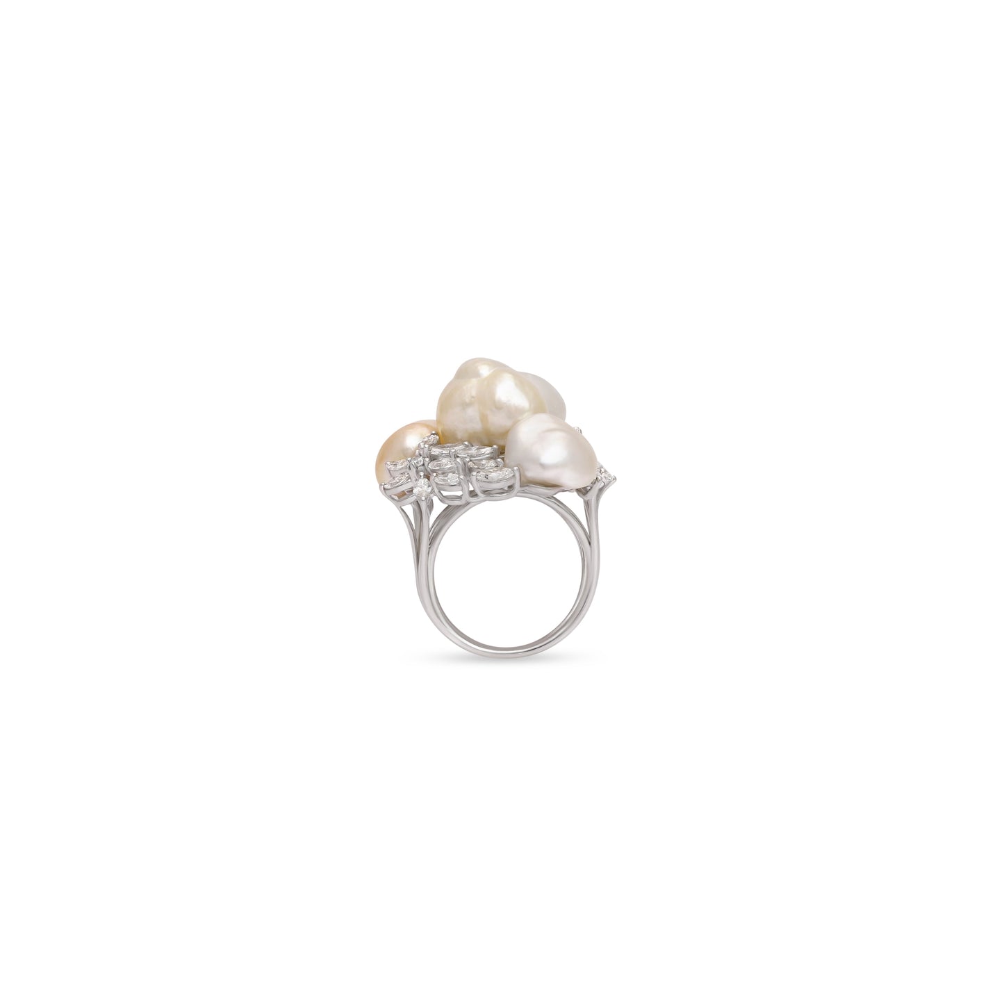 Keshi Pearl Diamond Ring