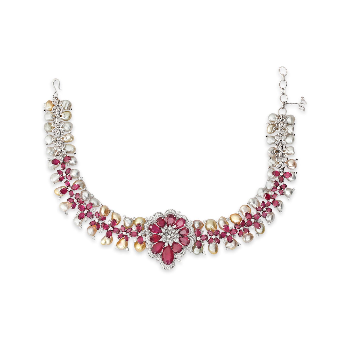 Pearl and Ruby Bloom Choker