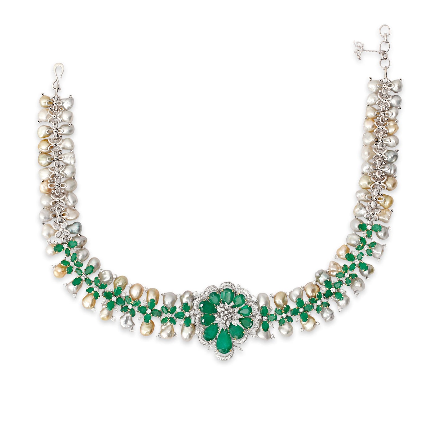 Pearl and Emerald Bloom Choker