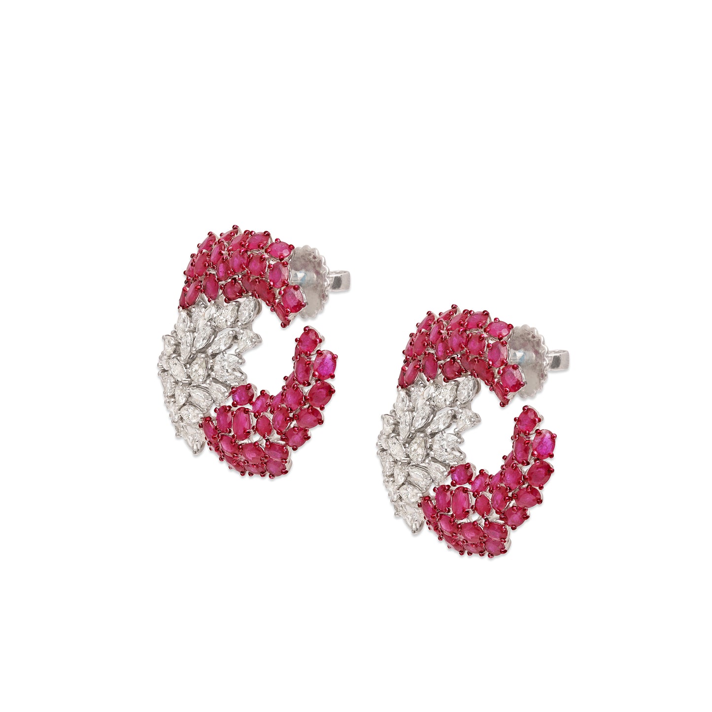 Ruby and Diamond Swirl Earrings