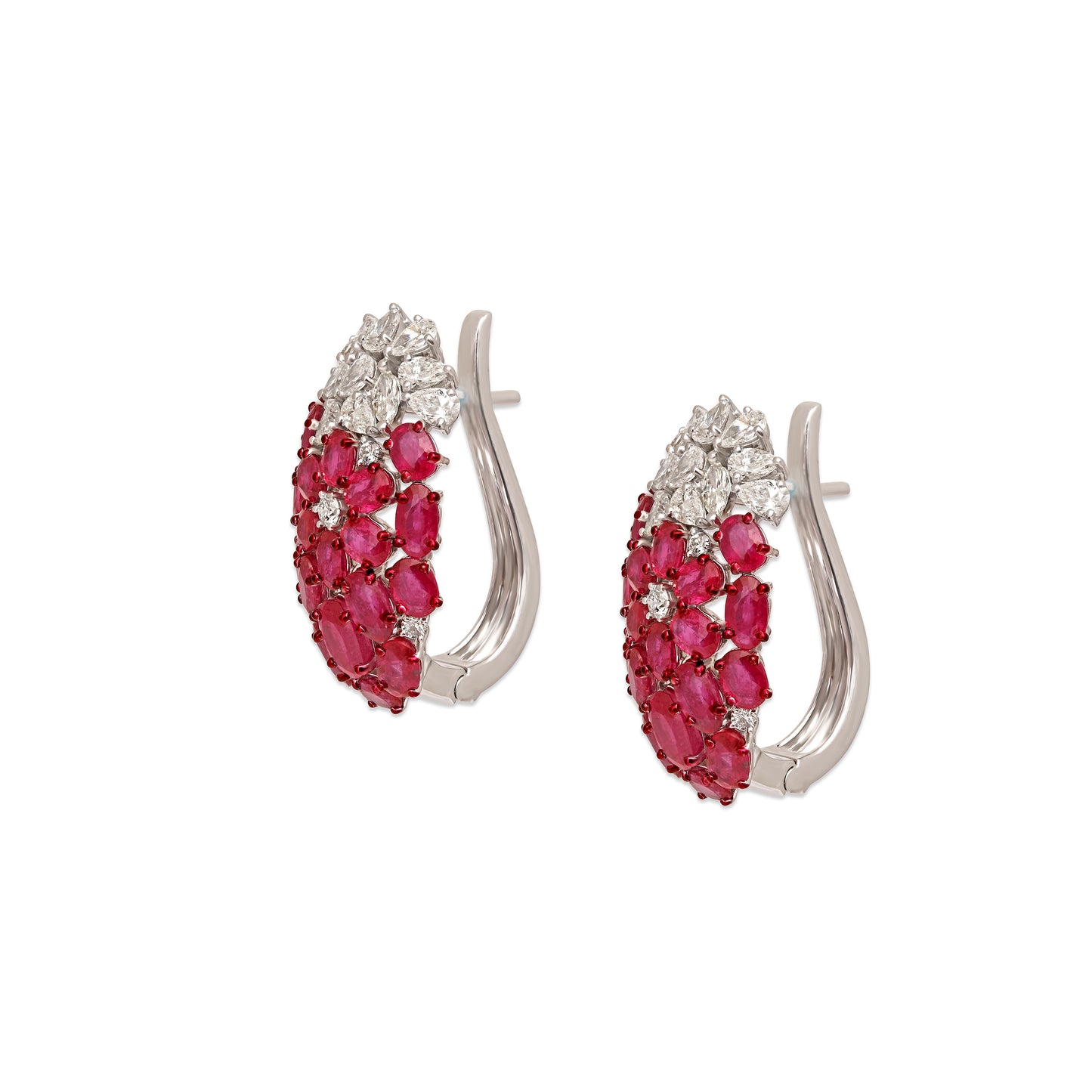 Ruby and Diamond Cluster Earrings