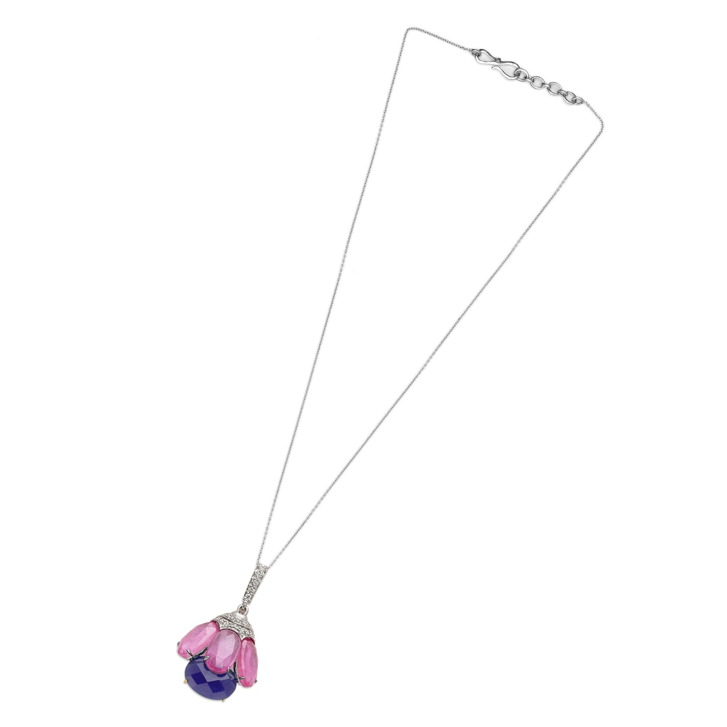 Ruby and Tanzanite Bloom Pendant Necklace