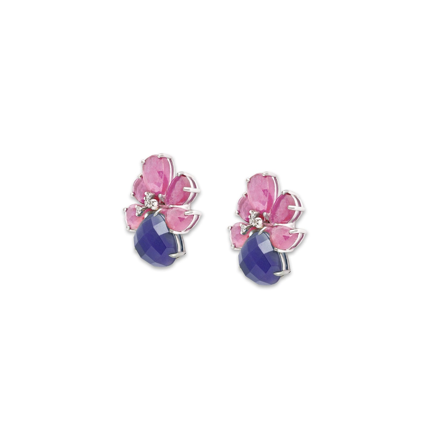 Ruby Diamond and Tanzanite Drop Earrings