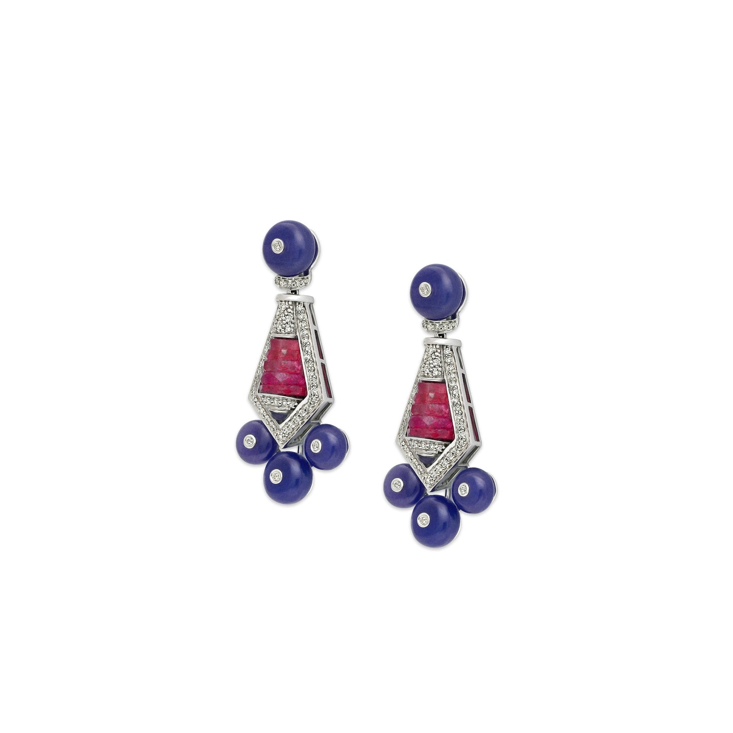 Ruby Diamond & Tanzanite Earrings
