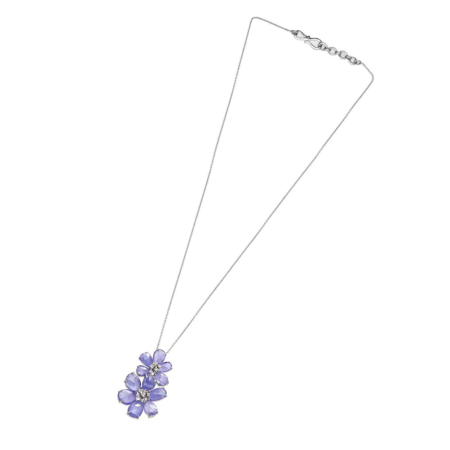 Tanzanite and Diamond Floral Pendant Necklace