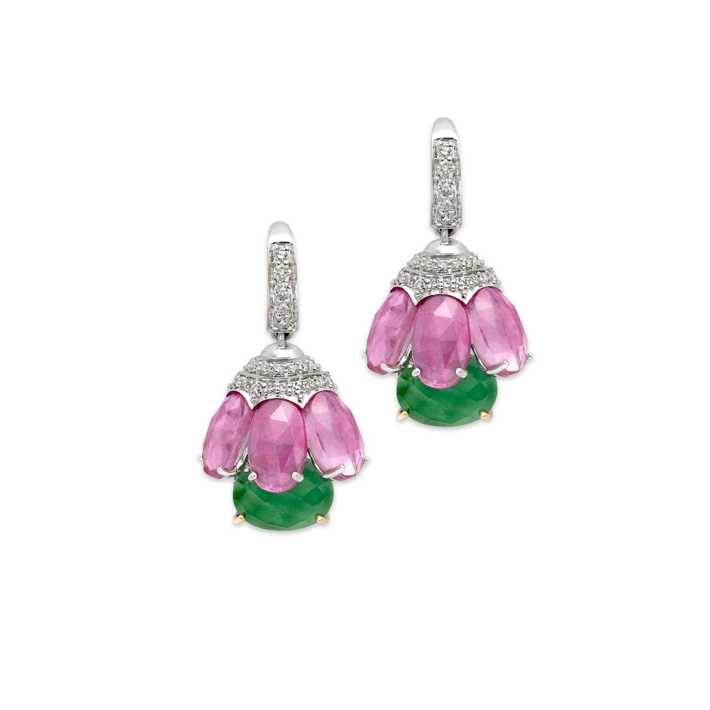 Ruby and Chalcenony Bloom Earrings