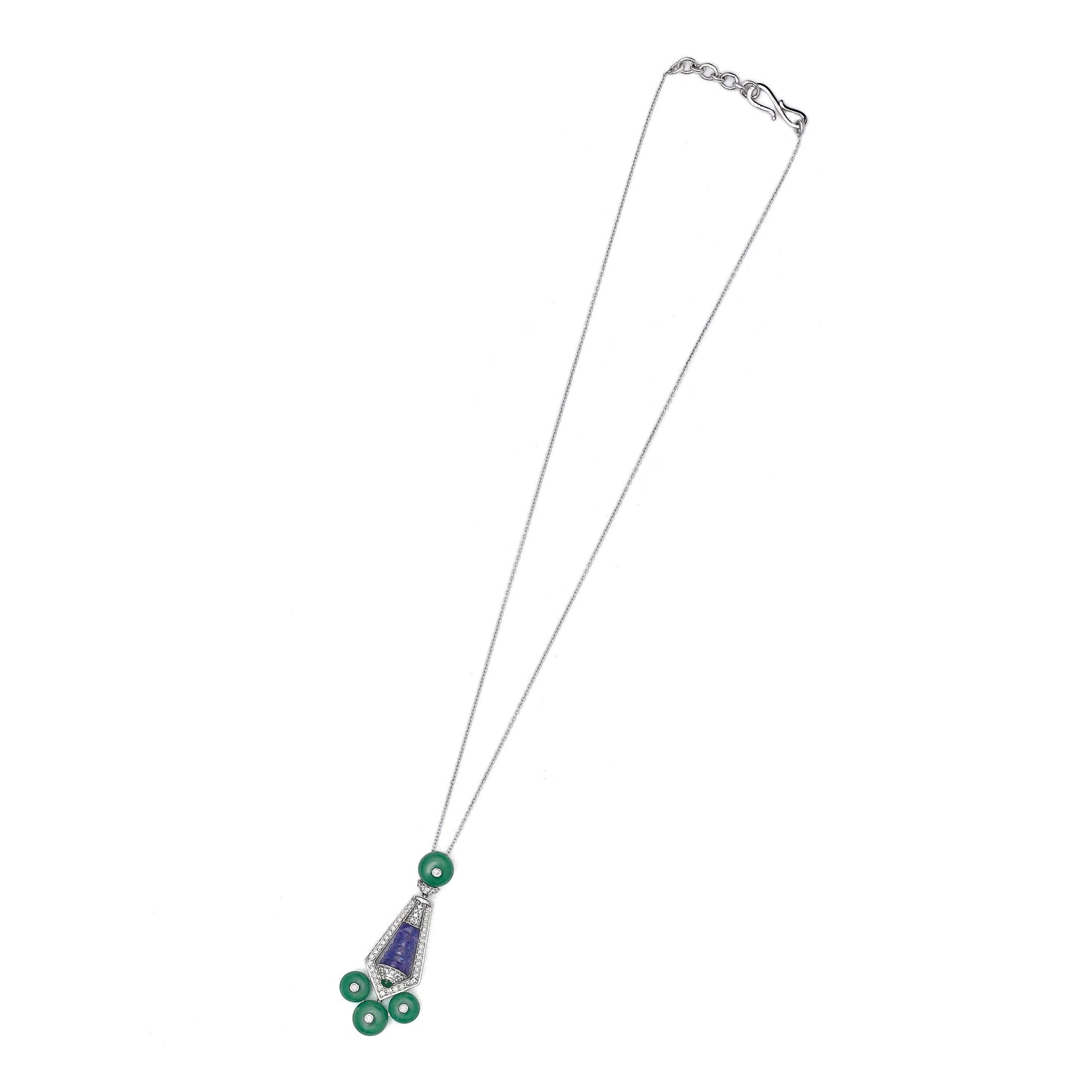 Tanzanite and Green Onyx Pendant Necklace