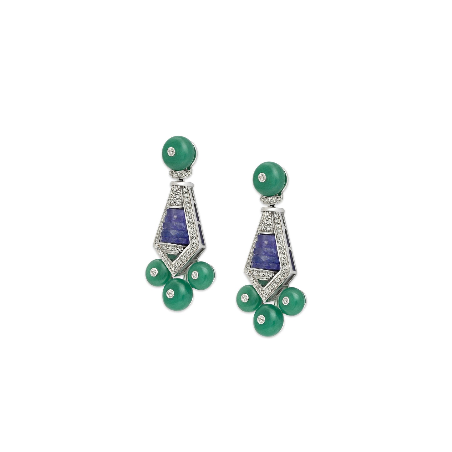 Tanzanite and Green Onyx Earrings