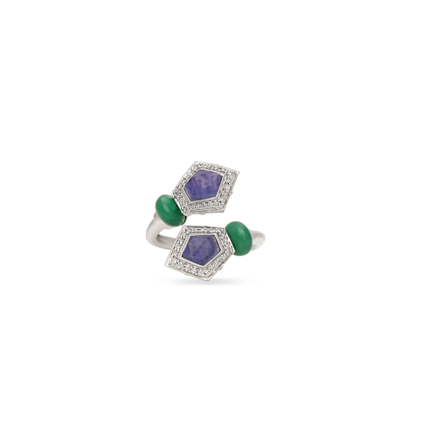 Tanzanite and Green Onyx Prism Ring