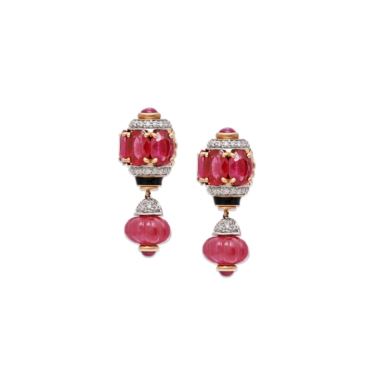 Ruby and Diamond Hanging Earrings