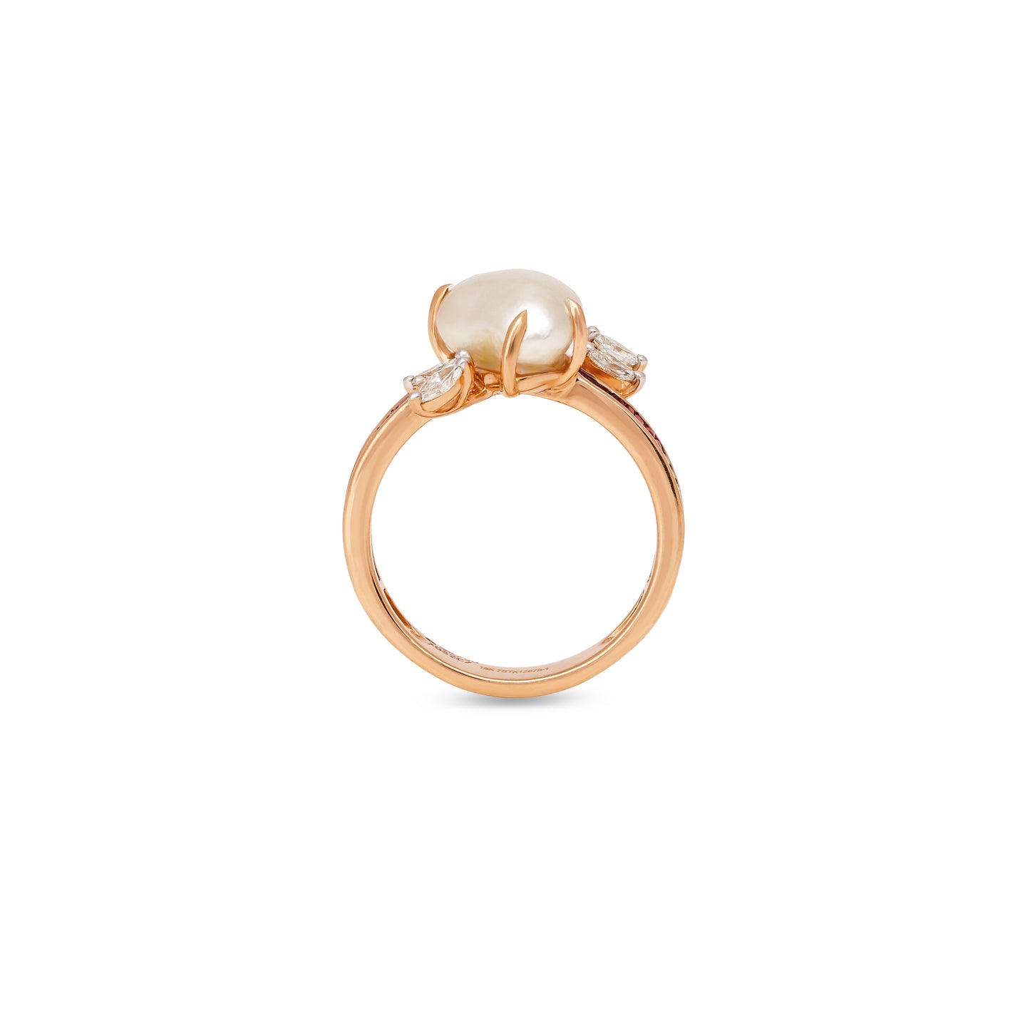 Keshi Pearl and Ruby Ring