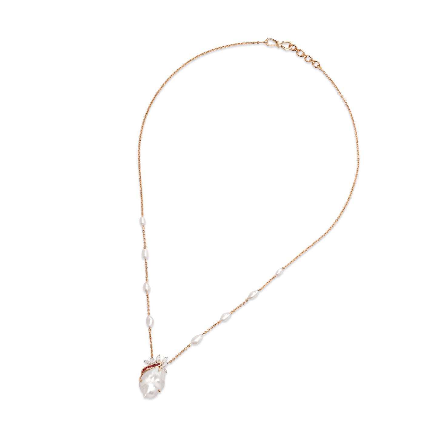 Keshi Pearl and Ruby Pendant