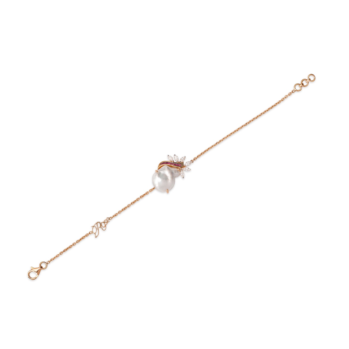 Keshi Pearl and Ruby Bracelet