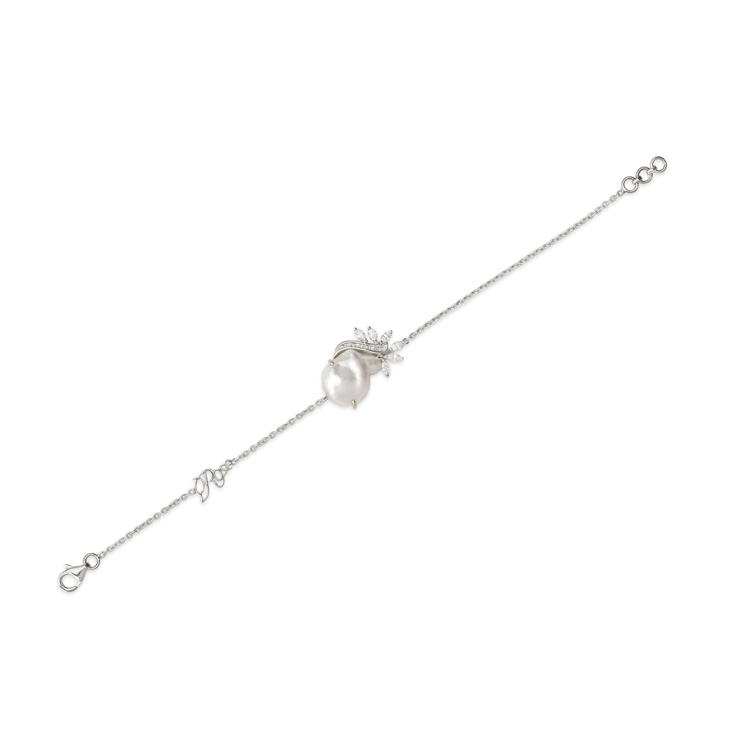 Keshi Pearl and Diamond Bracelet