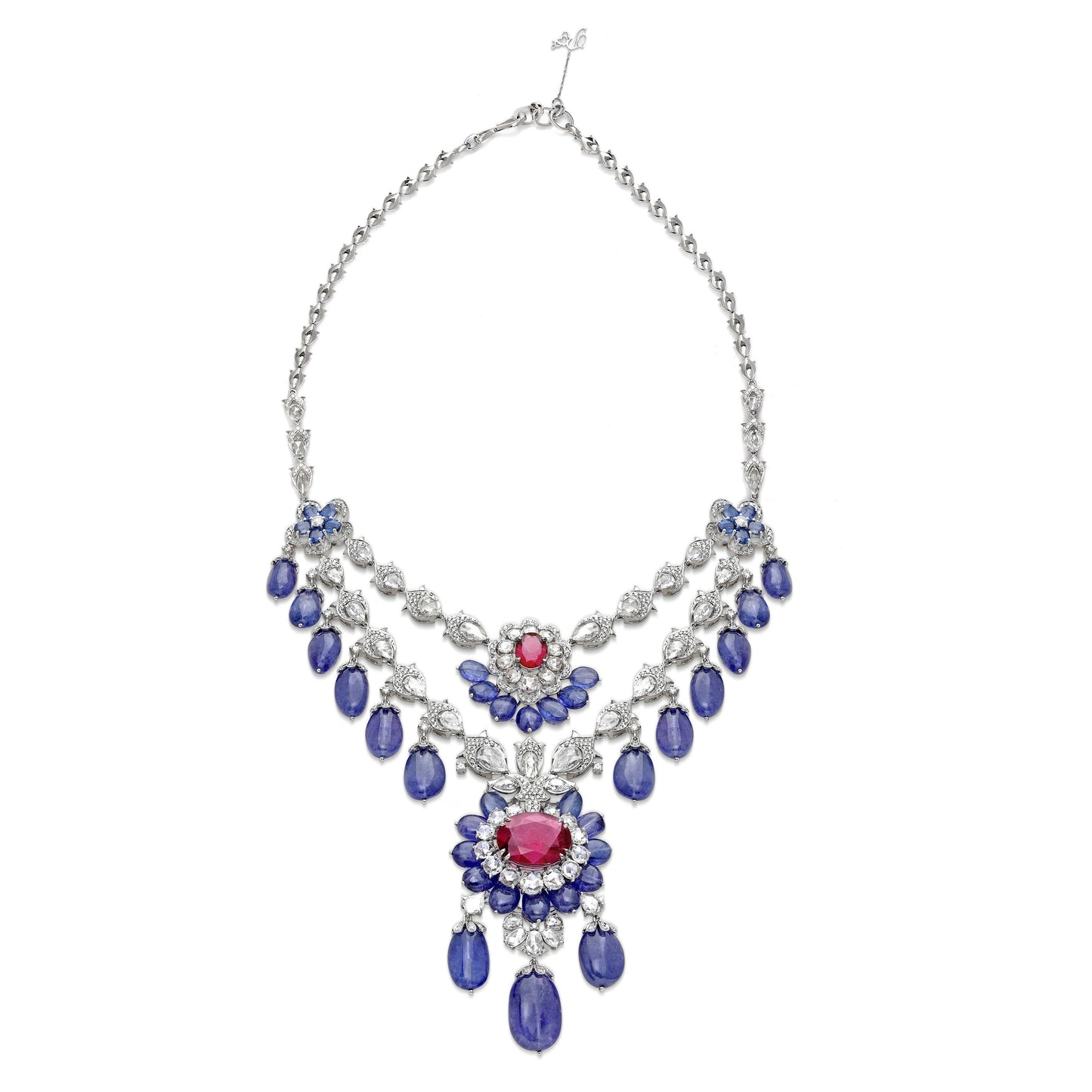 Rubelite Tanzanite Bridal Necklace