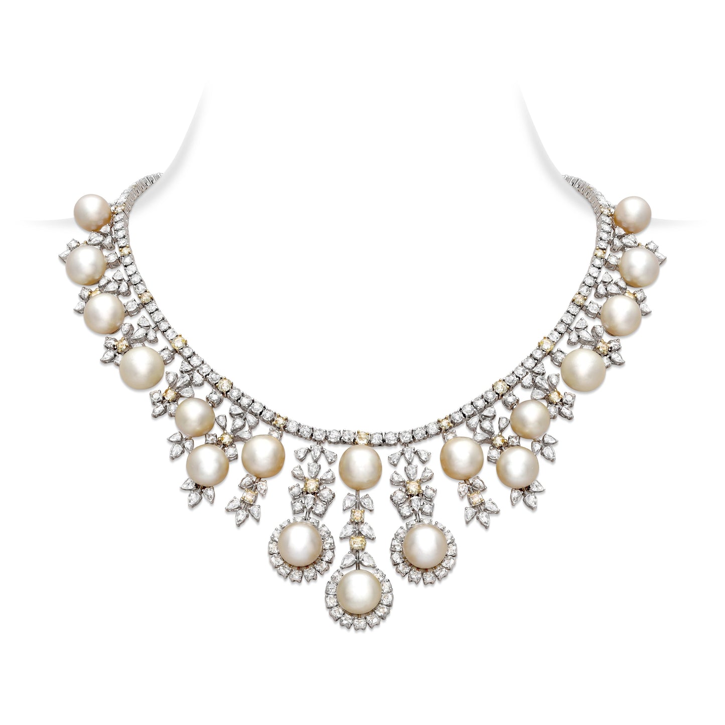 Classic Diamond & Pearl Bridal necklace