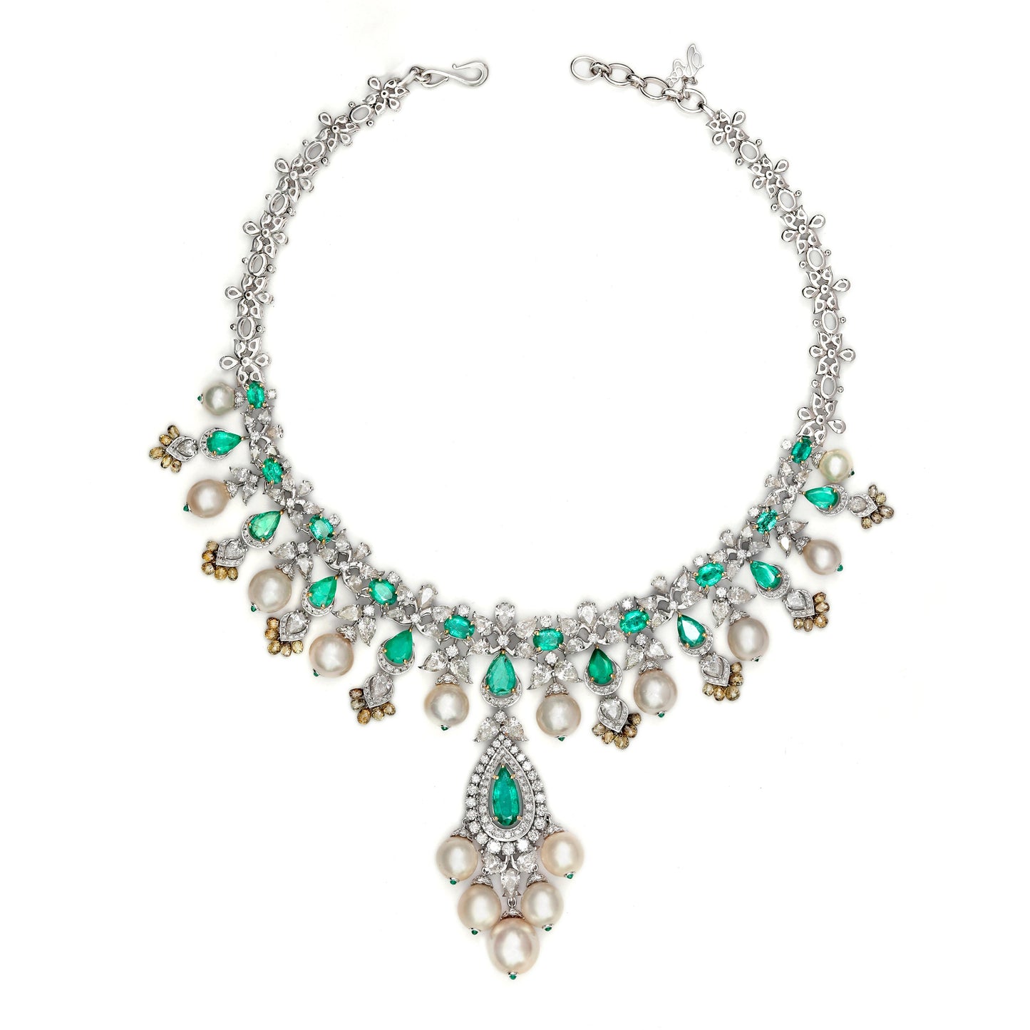 Diamond Emerald Drop Bridal Neckace