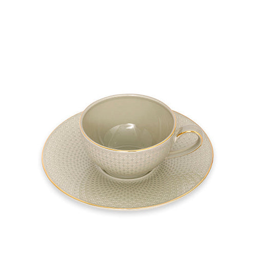 Grigio Honey Comb - Cappuccino Set of 12 pcs (6 cups and 6 saucers)