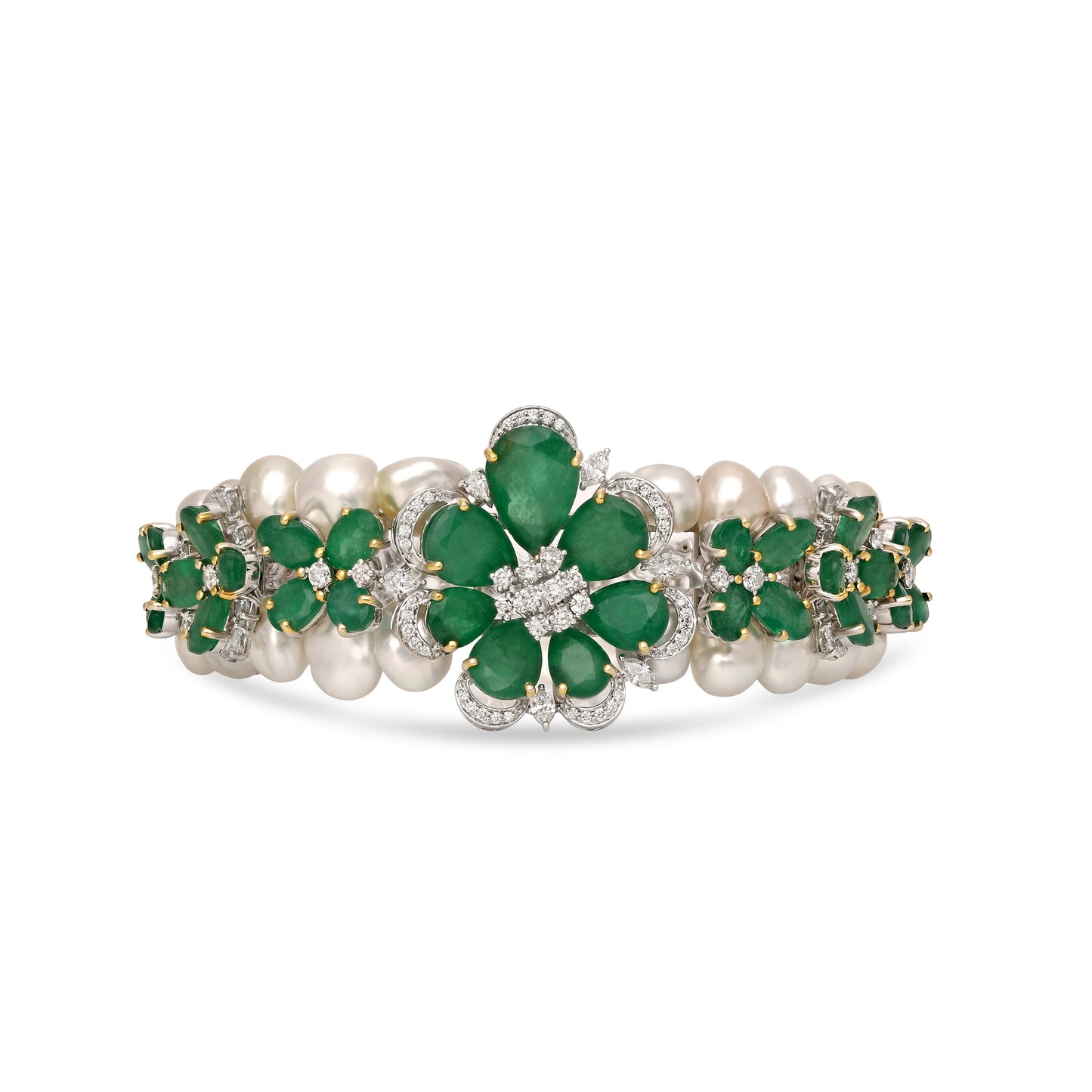 Pearl and Emerald Bloom Bracelet