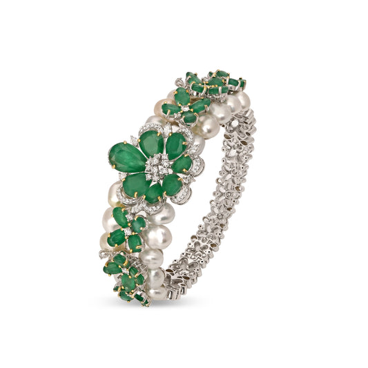 Pearl and Emerald Bloom Bracelet