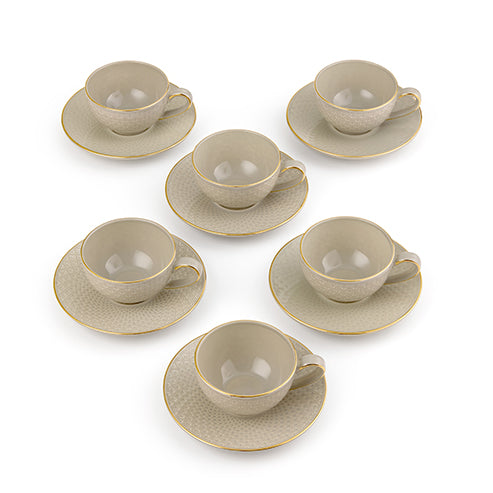 Grigio Honey Comb - Espresso Set of 12 pieces  (6 cups and 6 saucers)