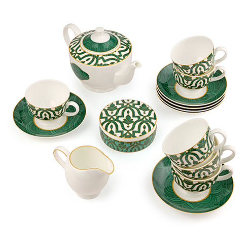 Malachite - Tea Set of 17 pieces