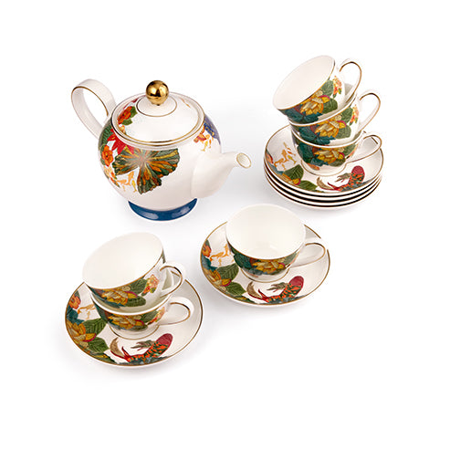 Japanese Pond - Tea Set of 13 pieces (1 tea pot with lid, 6 cups and 6 saucers)