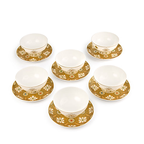 Bejewelled -  Ice Cream Bowl set of 12 pcs (6 bowls and 6 saucers)
