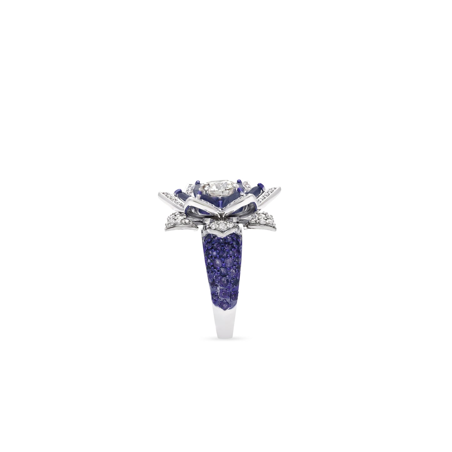 Floral Kyanite Diamond Solitaire Ring