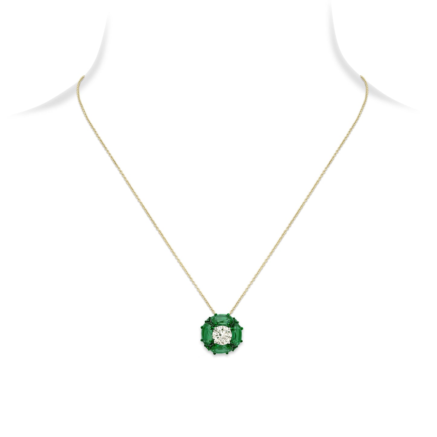 Emerald Diamond Solitaire Pendant