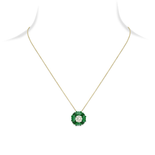 Emerald Diamond Solitaire Pendant