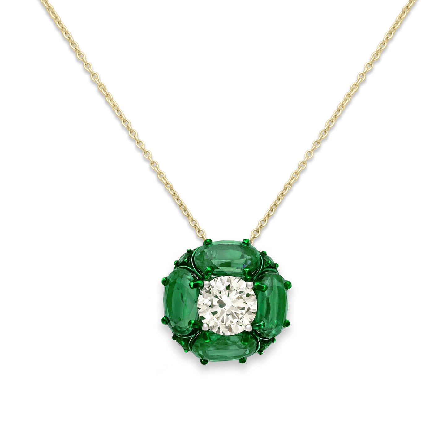 Emerald Diamond Solitaire Pendant