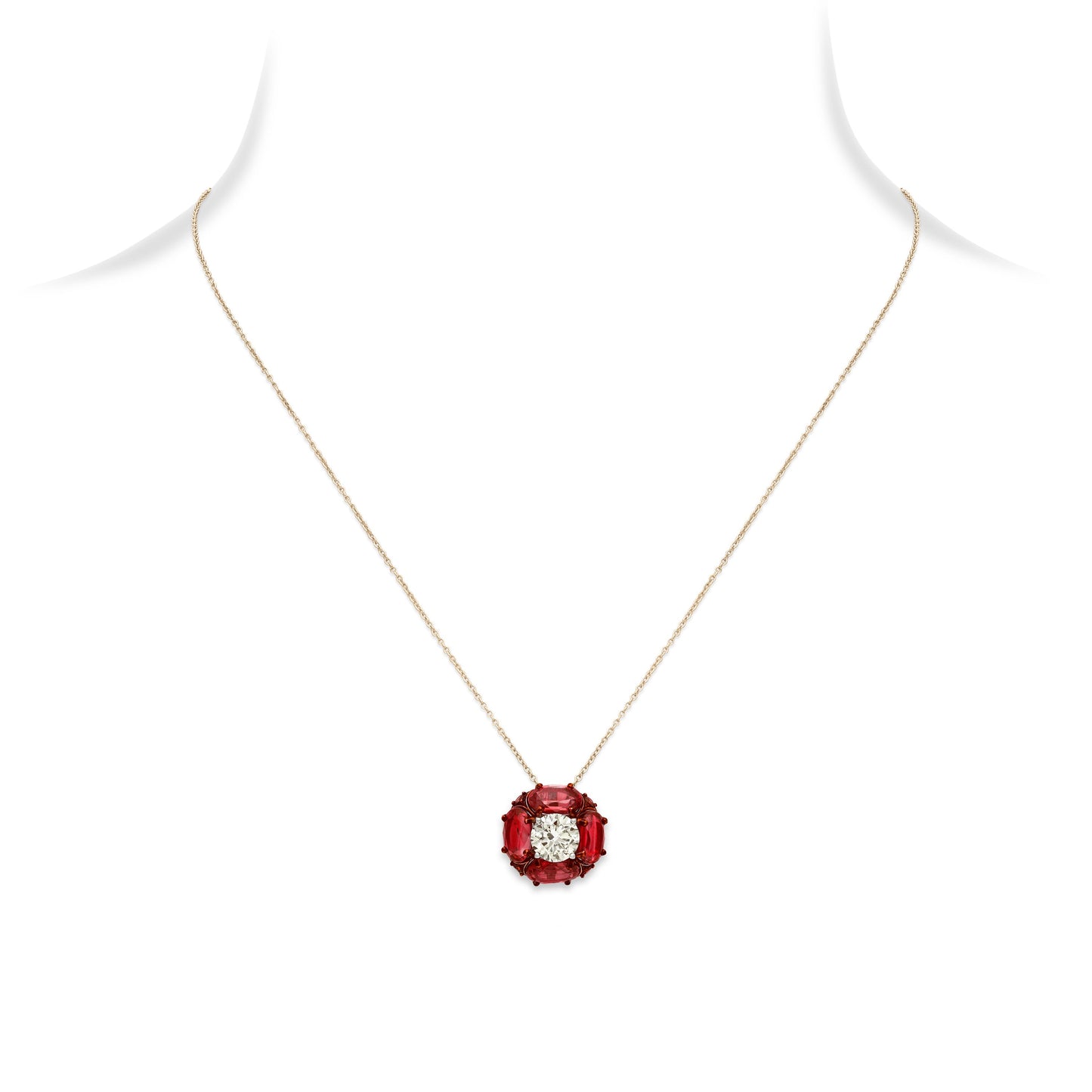 Ruby Diamond Solitaire Pendant