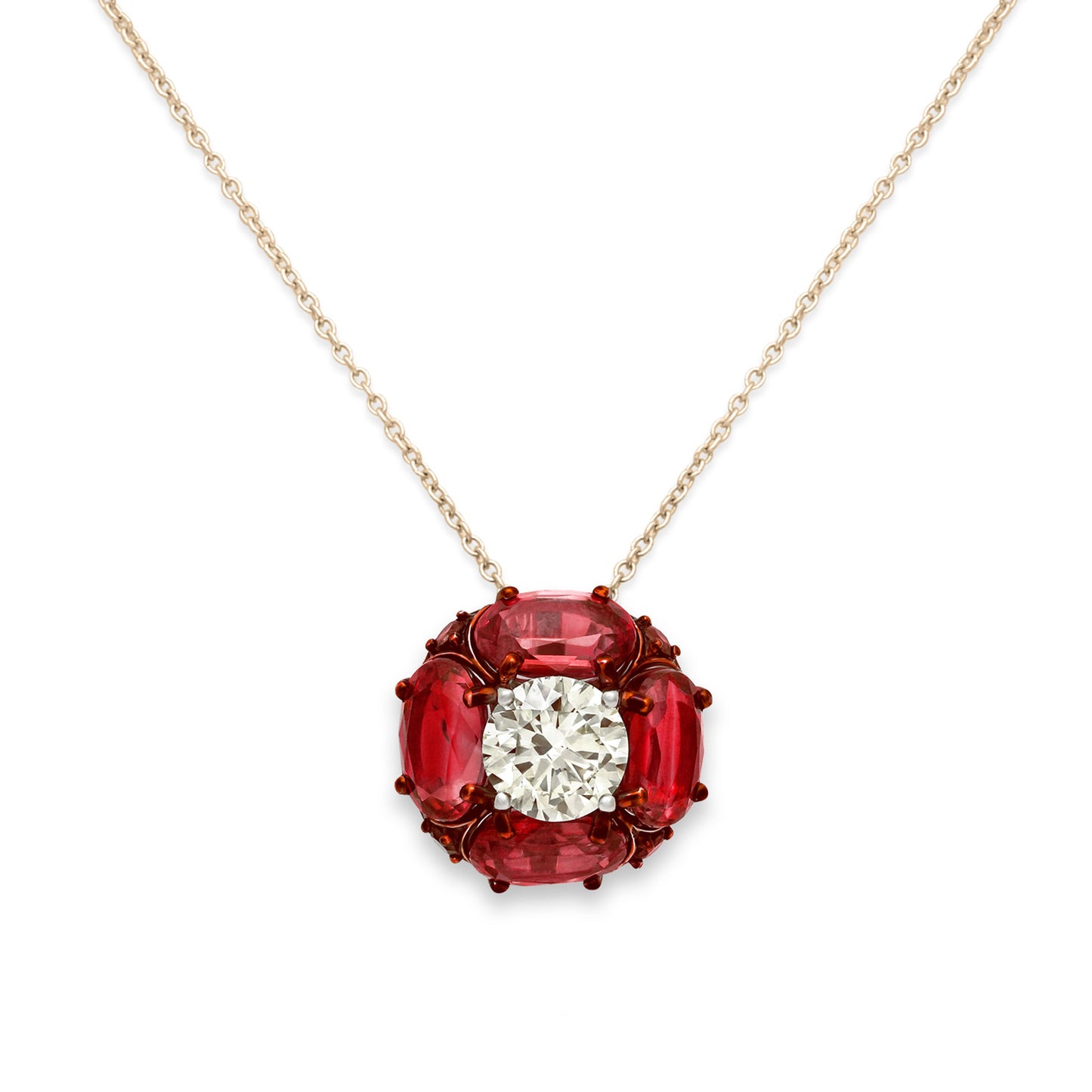 Ruby Diamond Solitaire Pendant
