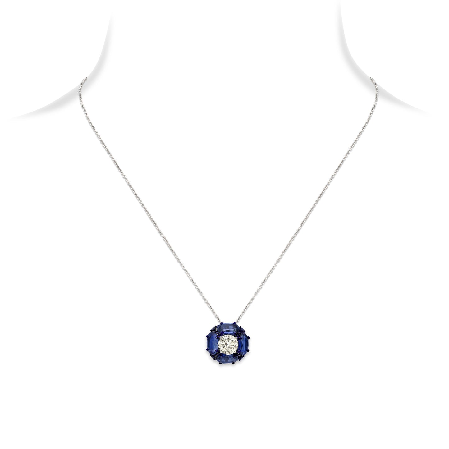 Kyanite Diamond Solitaire Pendant